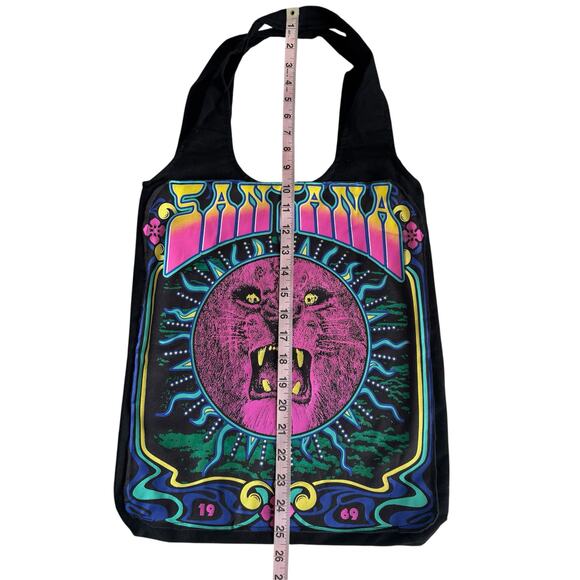 Via Penny Lane Reworked Apparel Carlos Santana 1969 Black Canvas Tote Bag OS - Picture 3 of 5